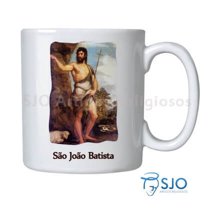 Kit Caneca Imagem São João Batista com Oração