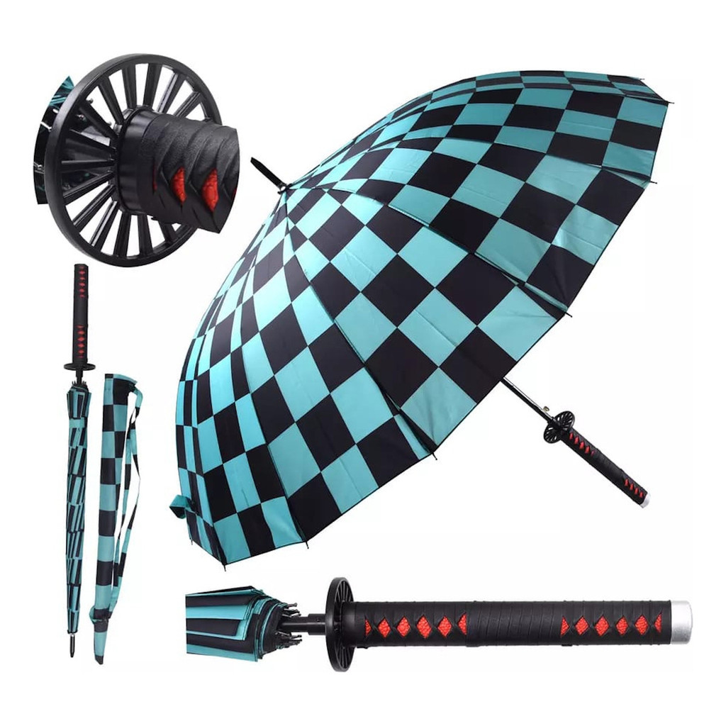 Guarda Chuva Kimetsu No Yaba V1 Cabo O-Katana Tanjiro Kamada Suporte Mesa