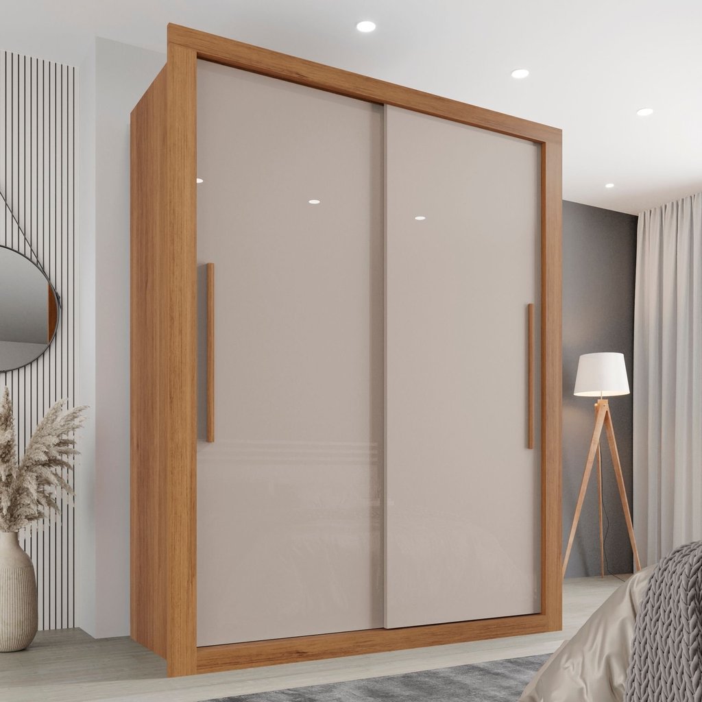 Guarda Roupa Solteiro 2 Portas 2 Gavetas Costa Rica  Cinamomo/Off-White em Oferta na Shopee