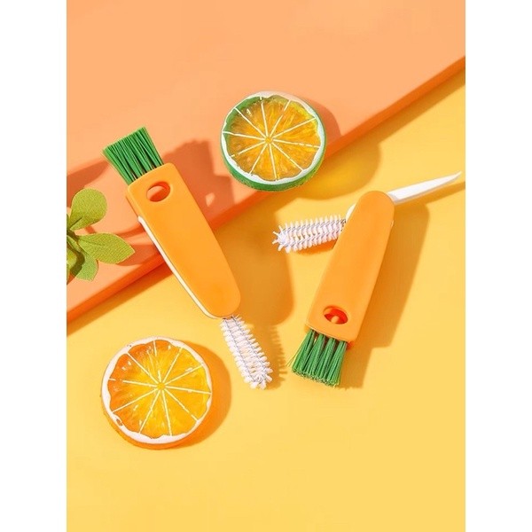 Escova 3 em 1 Mini – Para Lavar Garrafa, Mamadeira, Bico e Copos de Bebê, Portátil Dobrável