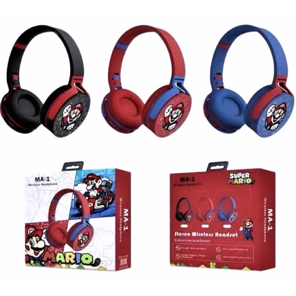 Fone de ouvido Bluetooth Sem Super Mario Cartoon headphones JB MA-1 em Oferta na Shopee