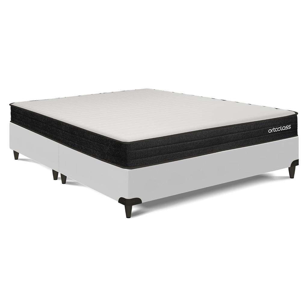 Cama Box e Colchão Poli D45 Ortoclass - Queen (158x198) em Oferta na Shopee