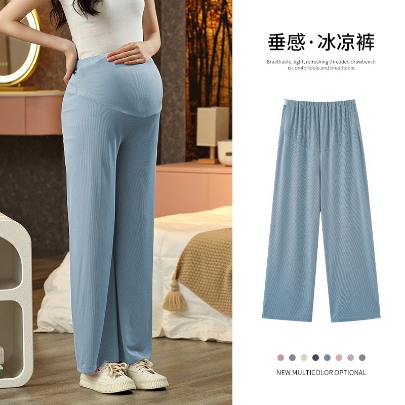 Xiyue Calças para levantamento de barriga para mulheres grávidas 2024 Primavera Outono Novo estilo Fio de seda gelada Ca