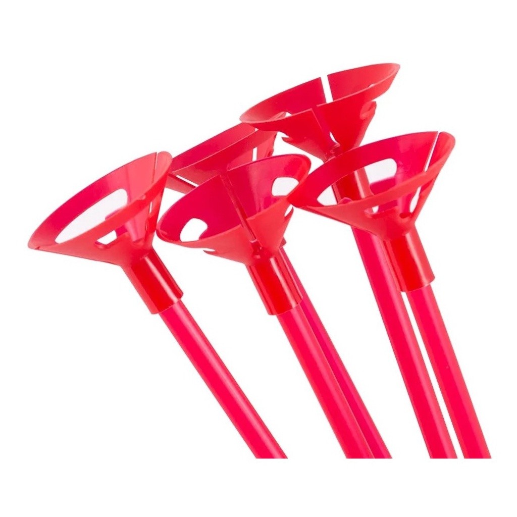 Kit 10 Varetas Vermelho 30cm Suporte Balão Bexiga Látex Ou Balão Metalizado