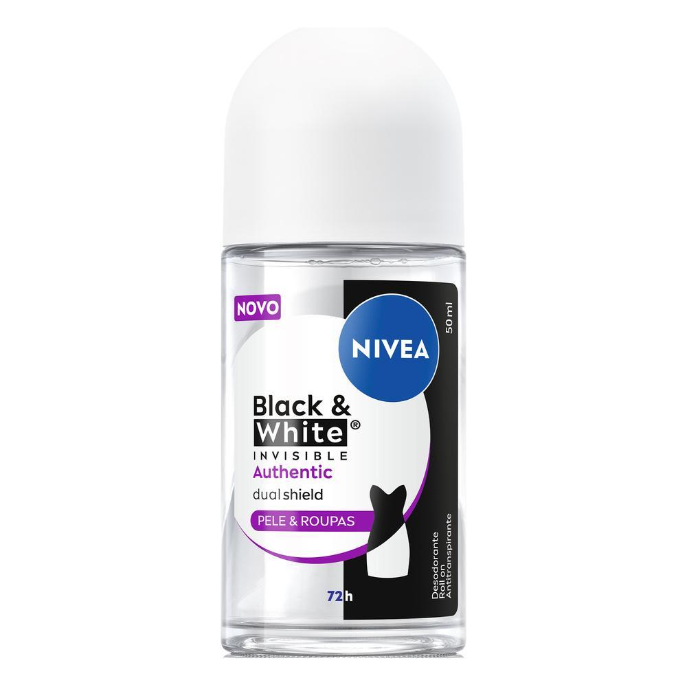 Desodorante Roll-on NIVEA Antitranspirante Black & White Invisible Authentic 50ml