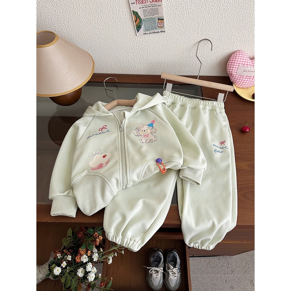 Meninas terno roupas de primavera 2025 novo estilo moda crianças primavera outono roupas do bebê moda esportes moletom t