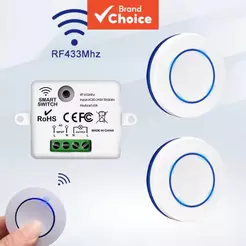 Interruptor Remoto Sem Fio AXUS 433MHz Botão Redondo 110V 220V Mini Receptor RF para Lâmpada LED