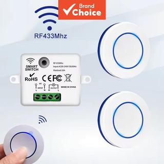 Interruptor Remoto Sem Fio AXUS 433MHz Botão Redondo 110V 220V Mini Receptor RF para Lâmp…