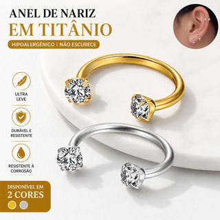 Piercing Ferradura em Titânio com Zircônia para Septo, Helix, Daith, Mamilo e Cartilagem