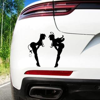 2 Adesivos de Vinil "Lady Devil Angel Girl" 4,92"x5,12" para Carros, Motocicletas, Cadernos, Armários, Laptops, Capacete