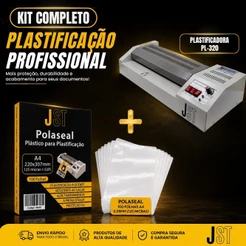Kit Plastificadora JST PL-320 220V + 100 Folhas Polaseal A4
