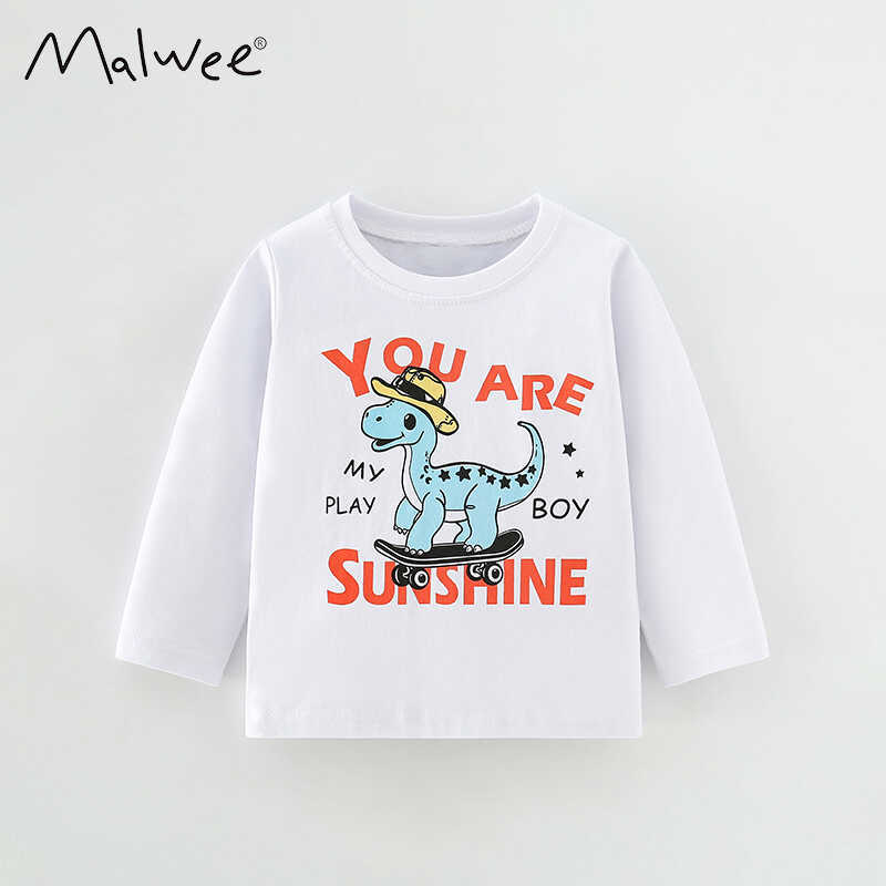 Meninos camiseta de manga comprida 2026 primavera outono novo estilo bonito crianças puro algodão camisa de fundo branco