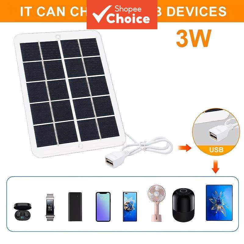 Painel Solar USB À Prova De Energia 3W 5V , Carregador Externo Portátil