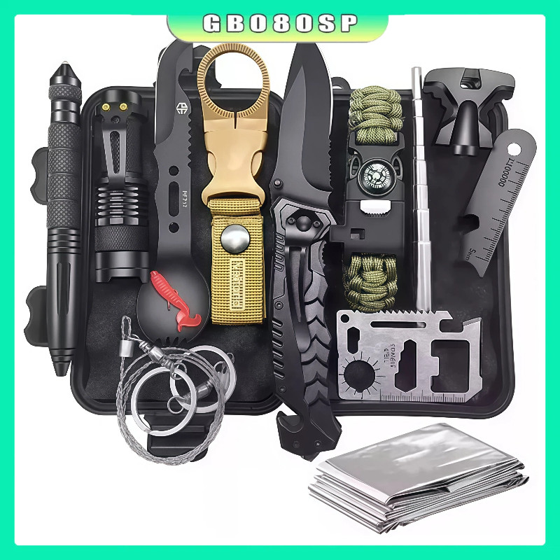 Kit Acampamento Aventura De Sobrevivência 12 Em 1 De Emergência Para Campo, Caminhadas, Ciclismo, Montanhismo