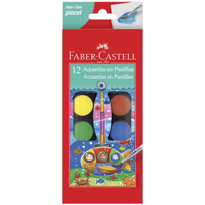 Aquarela pastilha 12 cores 19.0012 Faber-Castell