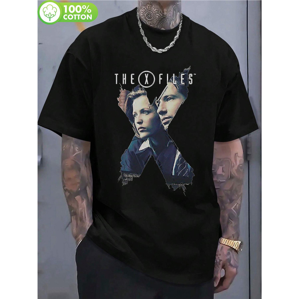 Camiseta Unissex X Files Arquivo X Personagens Ícones Algodão Estampada Confortável Estilosa Retrô Moda Casual