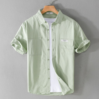 Verão pele-amigável camisa de manga curta bolso masculino puro algodão macio polegada camisa Casual topo respirável cami