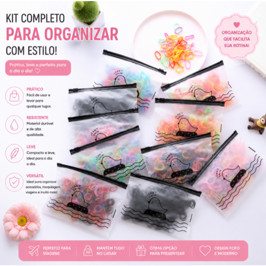 2x500 Peças Bolsa Elástico De Cabelo Feminino Descartável Multicolorido  alice bijou