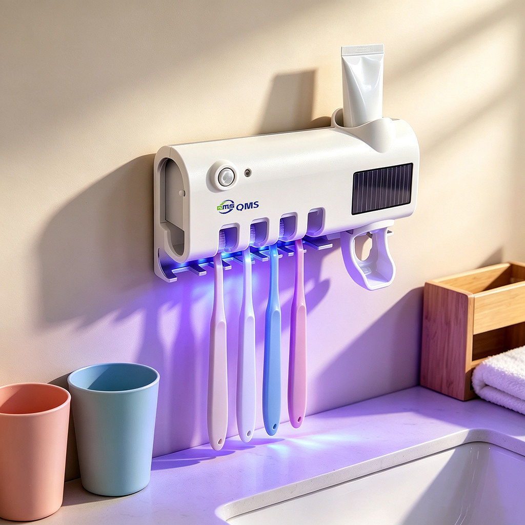 Esterilizador UV de Escova Dentes Suporte Dispenser Pasta Resistente À Umidade Parede Banheiro