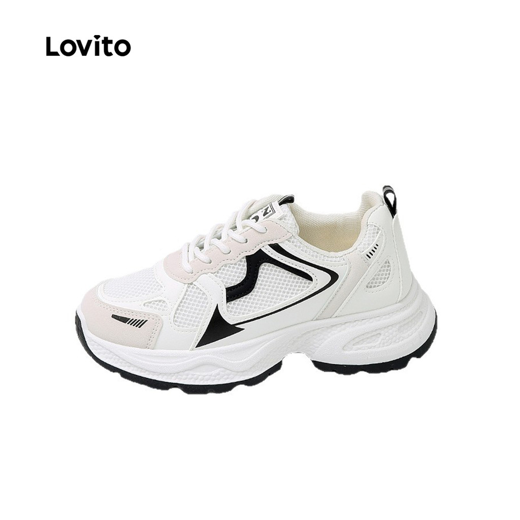 Lovito Tênis Casual De Sola Macia Leve Branco Estilo Coreano Para Uso Diário Ao