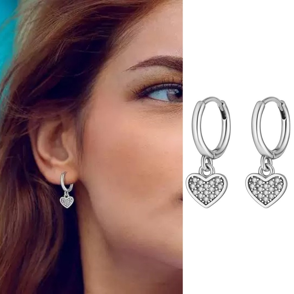 Brincos brilhantes cheio de diamante amor pingente brincos feminino S925 prata moda brincos presente