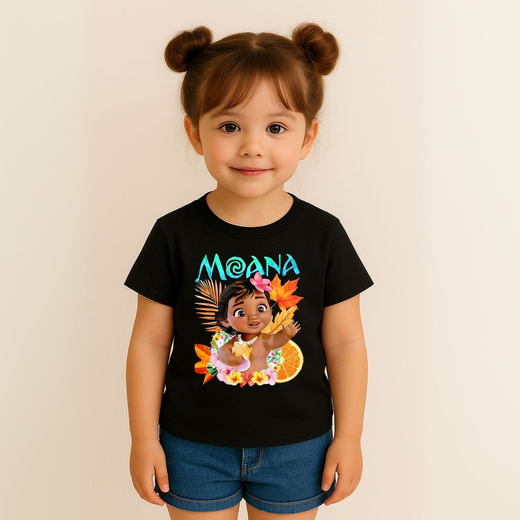 Camiseta Infantil Moana Menina Estampada Algodão Roupa Infantil Feminina Filme Desenho