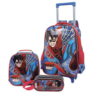 Mochila de Rodas  Resistente Escolar  ARANHA MARIO PATRULHA Dinossauro