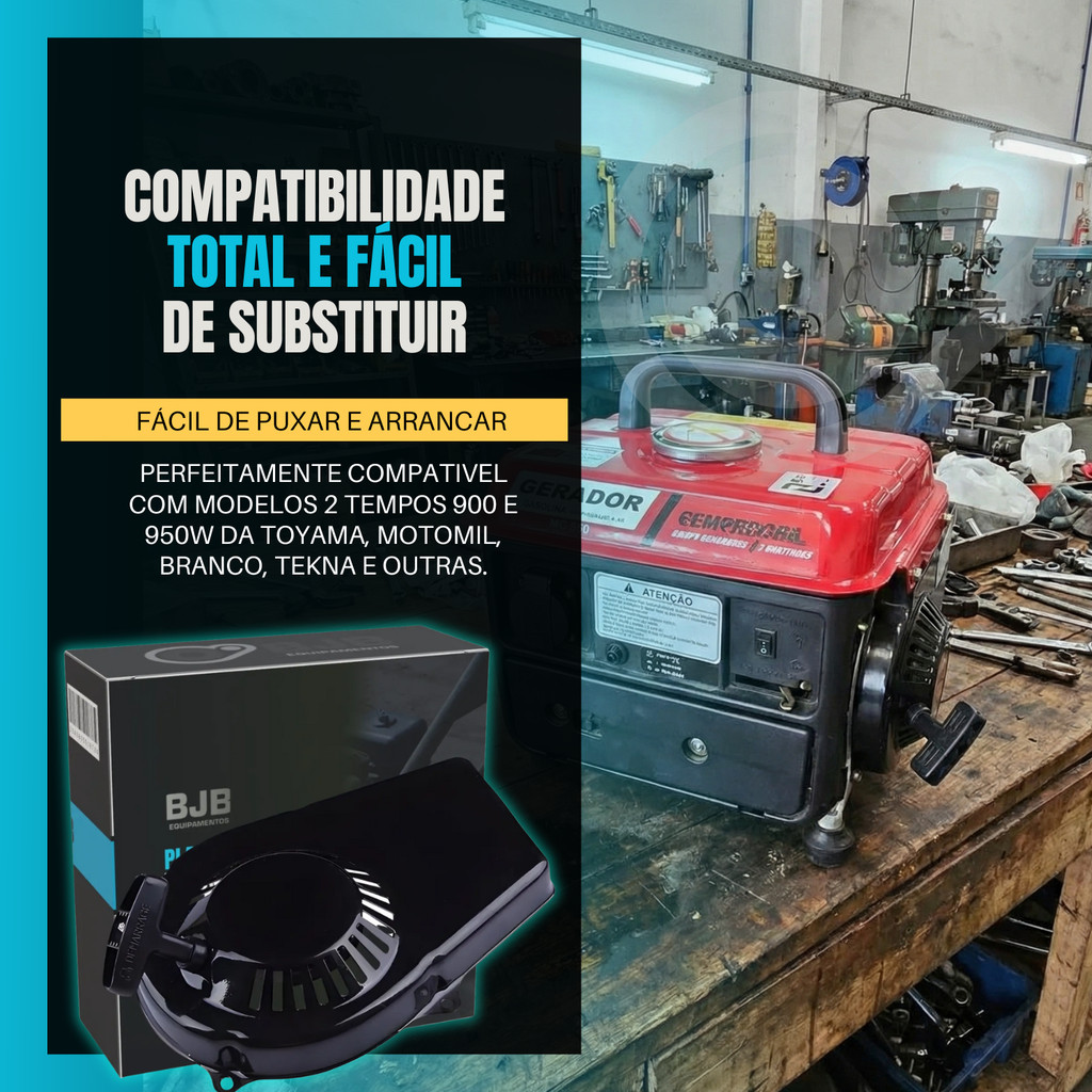 Partida Retratil Gerador 2T 950W Para Toyama Branco Tekna — imagem 2 de 2