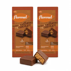 Kit 2 Paçoca de Castanhas Chocolate Zero Açúcar Sem Gluten Cacau Doce Flormel 22g cada
