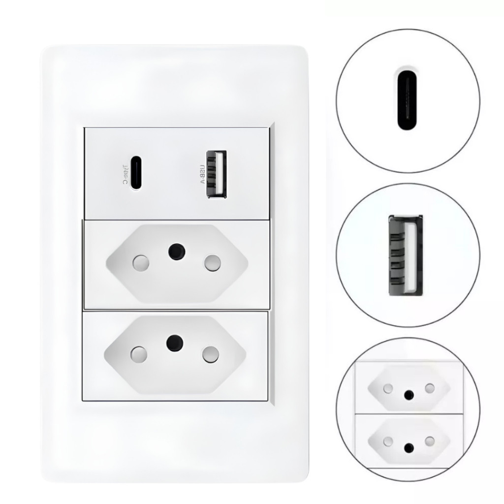 Tomada de Parede Bivolt Knup USB Tipo C 10A Certificada pelo Inmetro — imagem 2 de 2