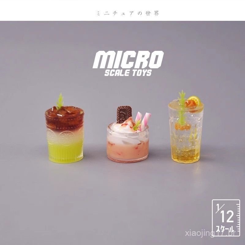 Modelo de casa de bonecas/cenário em miniatura para compartilhar comida e brincar, café, bebidas, sorvete, bebidas espec