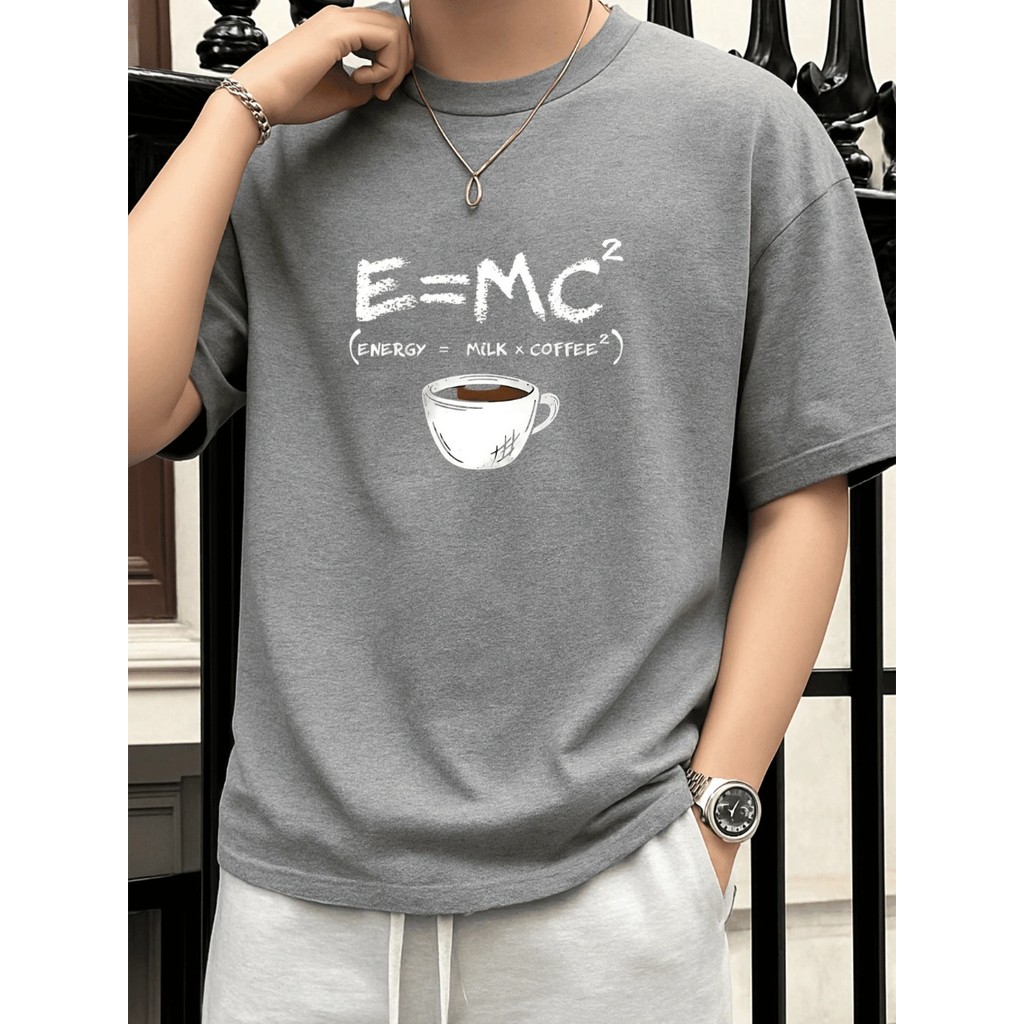 Camiseta Masculina Estampada Engraçada Matemática E= MC2  Camisa Feminina 100% Algodão Premium
