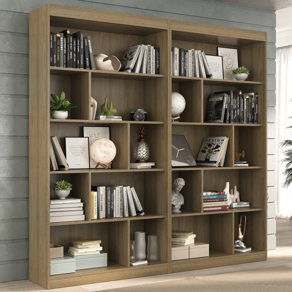 Kit 2 Estantes para Livros 181CMX186CM Home Office Espresso Móveis Marrom Avelã Tx