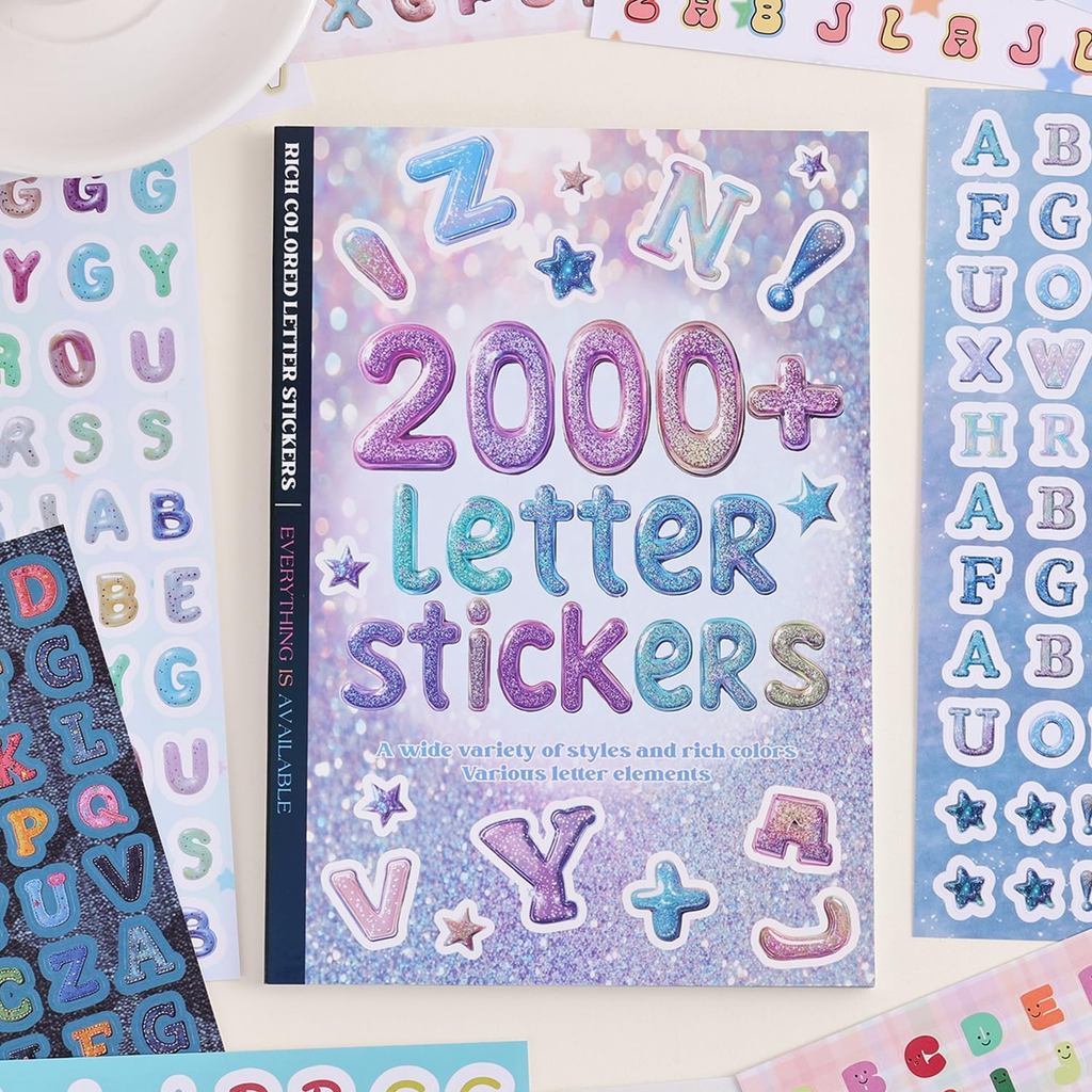 PAGEMORE 2000+ Adesivos de Alfabeto para Diário, Adesivos de Letras Divertidos e Coloridos para Artesanato, para Junk Jo