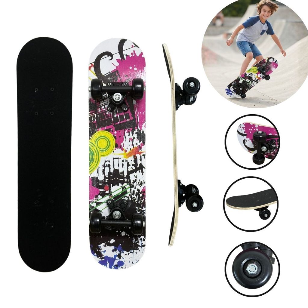 Skate Infantil 24 Polegadas Shape City Com Bolsa Para Transporte Shape Madeira Rodas 50mm Importway