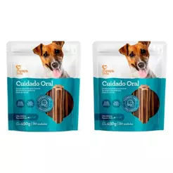 2 Petisco Papaya Pets Cuidado Oral Adulto Cães Pequenos 450g