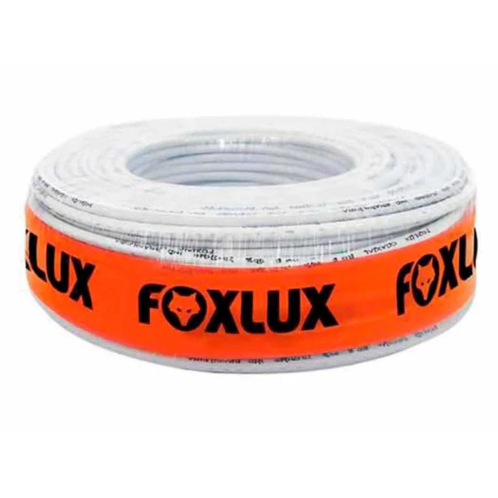 Cabo Coaxial RG6 95% Foxlux 100 Metros Branco