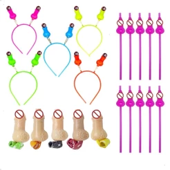 Kit Despedida de Solteira Com 5 Tiaras NEON + 10 Canudos PINK + 5 Língua de Sogra