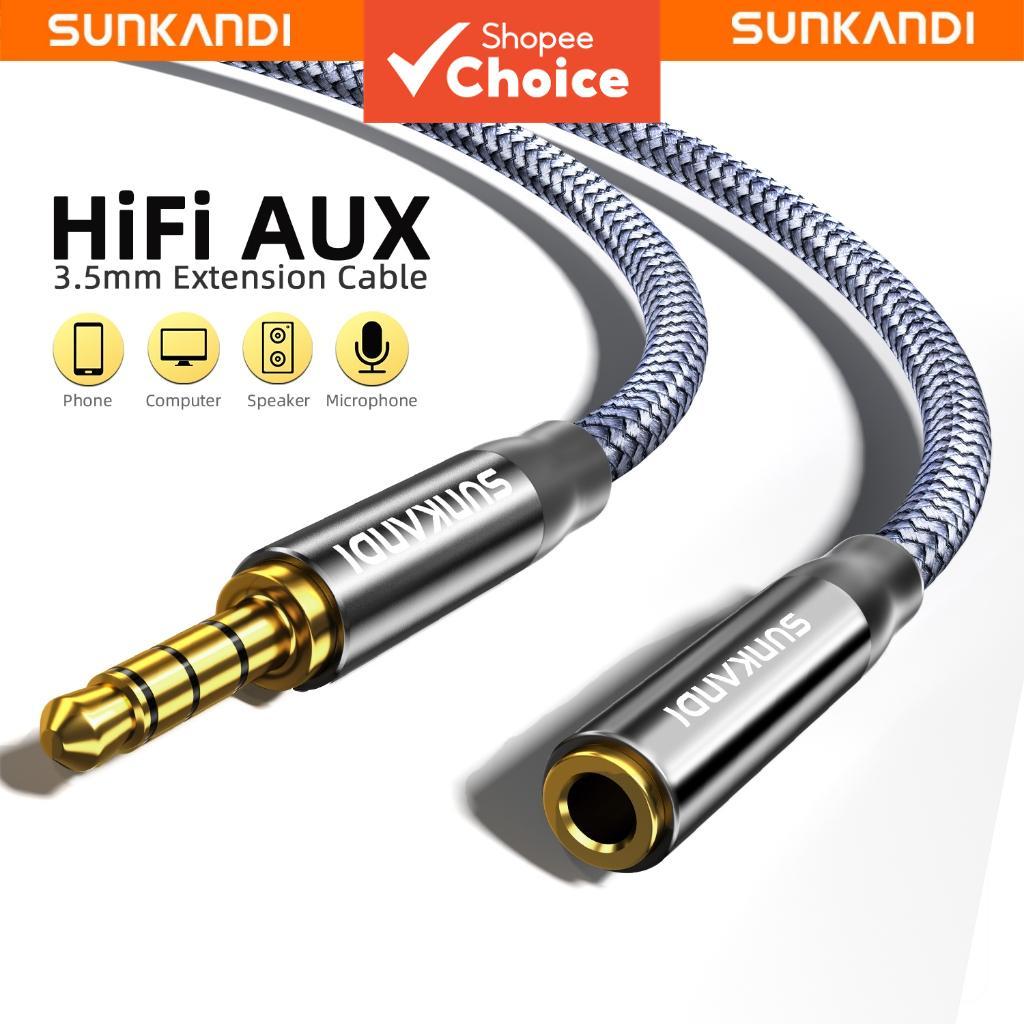 SUNKANDI Cabo de Áudio 3,5mm Extensão P2 Suporte para Microfone e Fone de Ouvido Smartphone MP4 MP3 Tablet