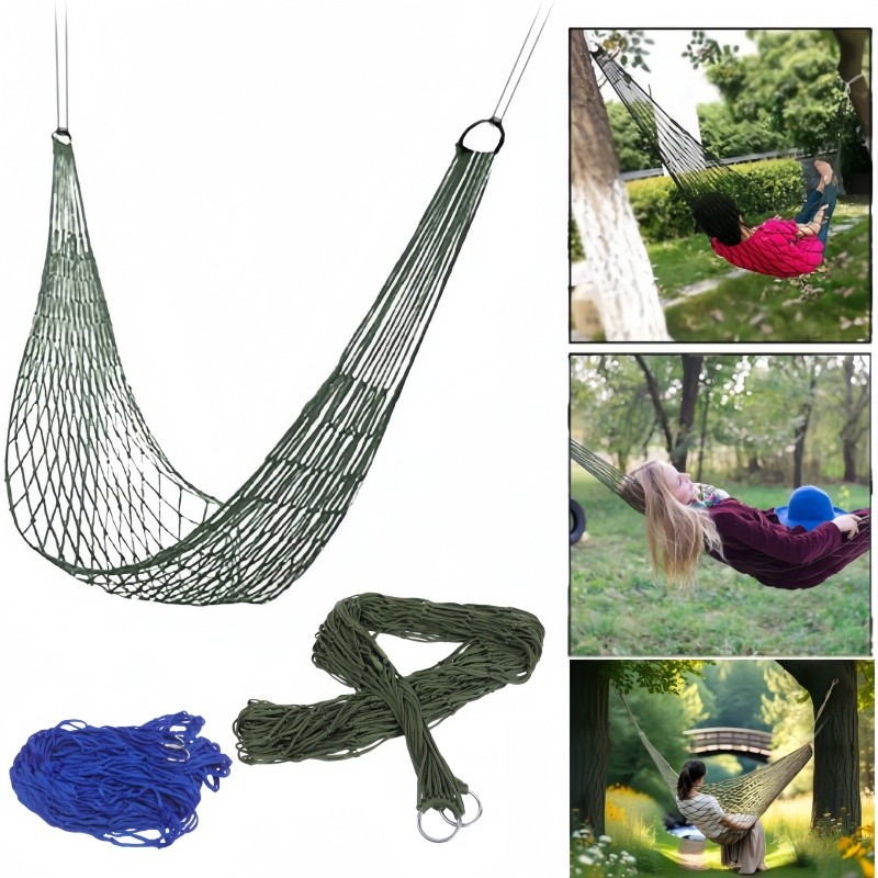 Rede De Dormir Em Nylon Alta Resistência Camping Praia Quintal 240*80cm Até 100kg