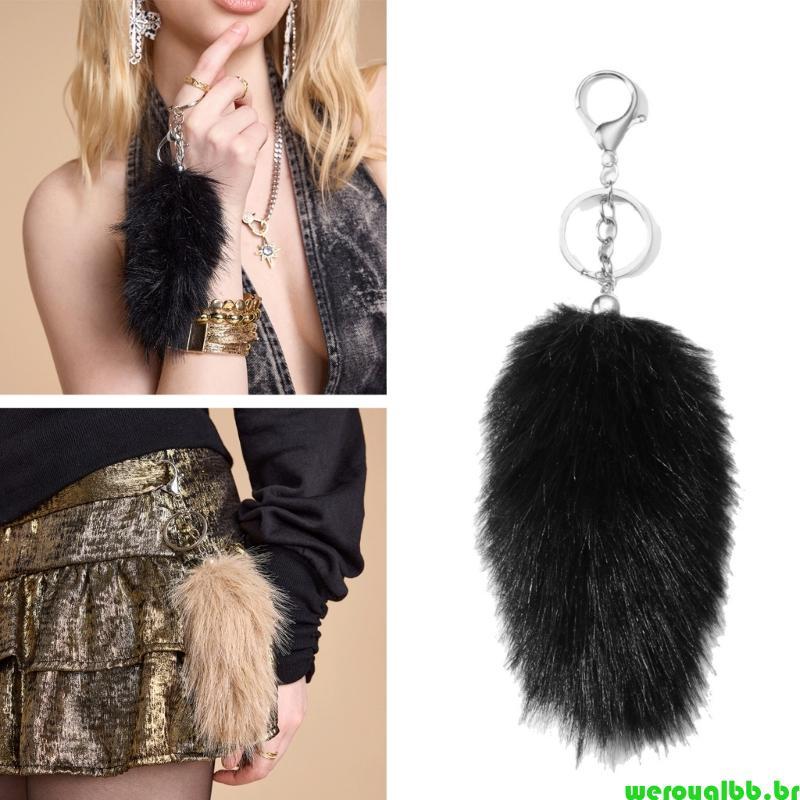 weroyalbb Cabelo Cauda Chaveiro Acessório Atraente Pelúcia Charme Pingente Ornamento Para Lo