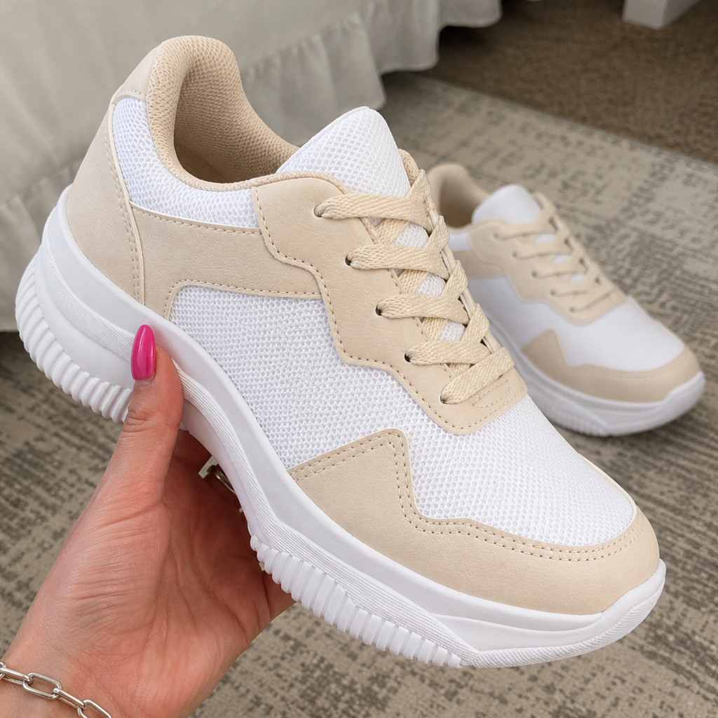 Tênis Feminino Casual Confortável Plataforma Chunky Solado Alto Leve Antiderrapante Moda Feminina