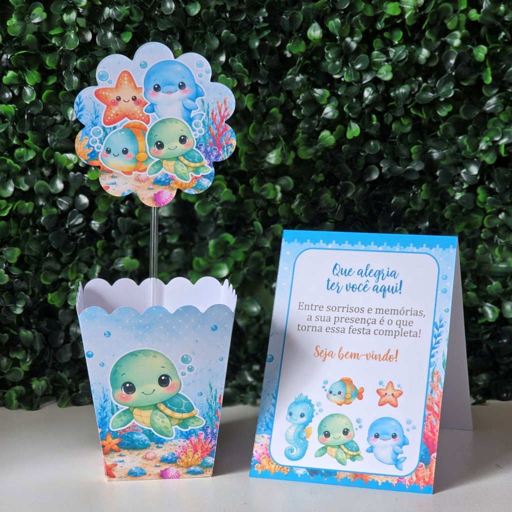 Centros de mesa + Plaquinhas FUNDO DO MAR MENINO festa infantis lembrancinhas de aniversario decoração personalizados