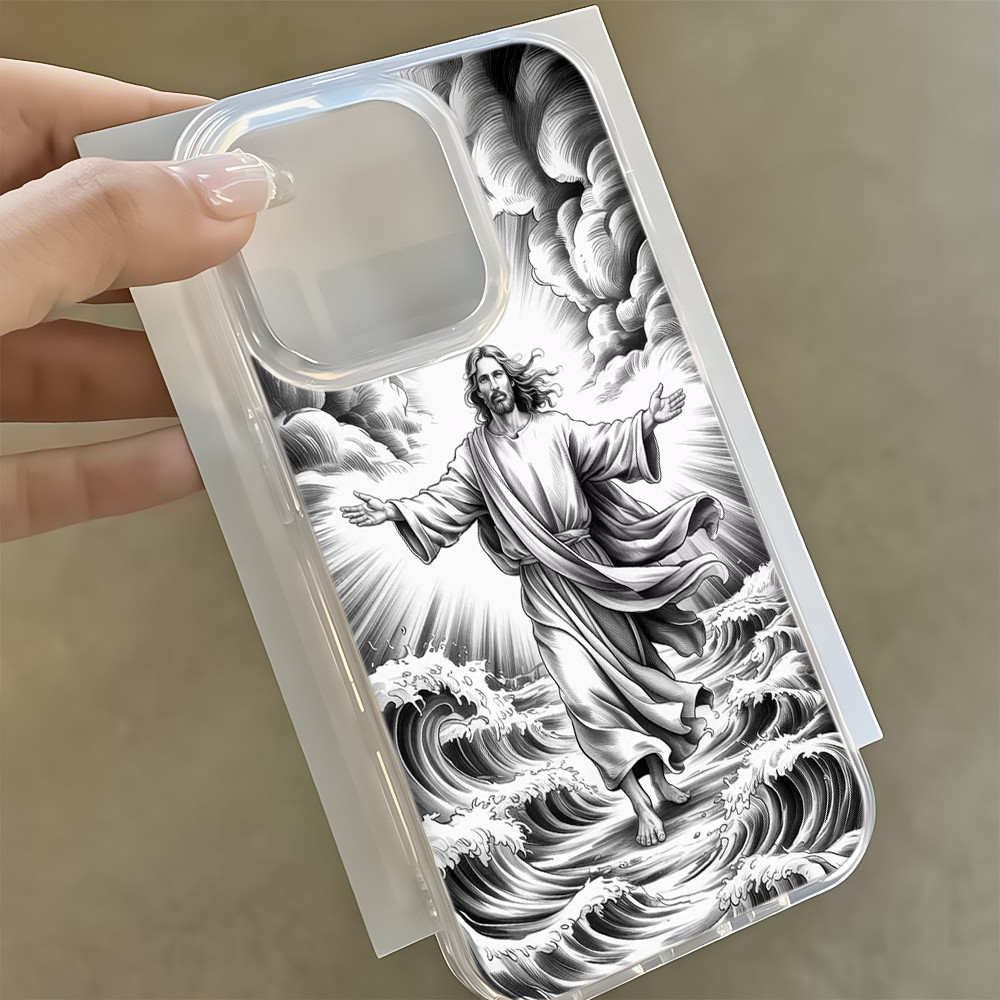 Jesus Caminhando Sobre as Águas Capinha Capa Para iPhone 17 Air 13 11 12 14 15 16 Plus Pro Max XR Silicone Anti Queda