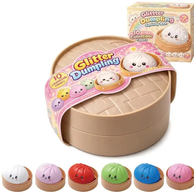 Bolinho Com Caixa Dumpling Squishy Viral Baozi Surpresa Cor Surpresa Antiestresse Squeeze Sensorial MSFILM