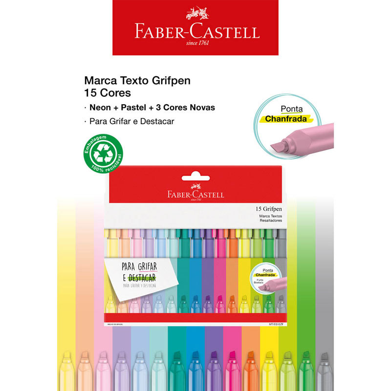 Pincel marca texto Grifpen com 15 unidades MT/ES15ZF\357015 Faber-Castell · foto 2