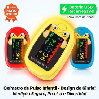 Oxímetro De Pulso Infantil Dedo Kids Recarregável Saturação Oxigênio Batimento Cardíaco