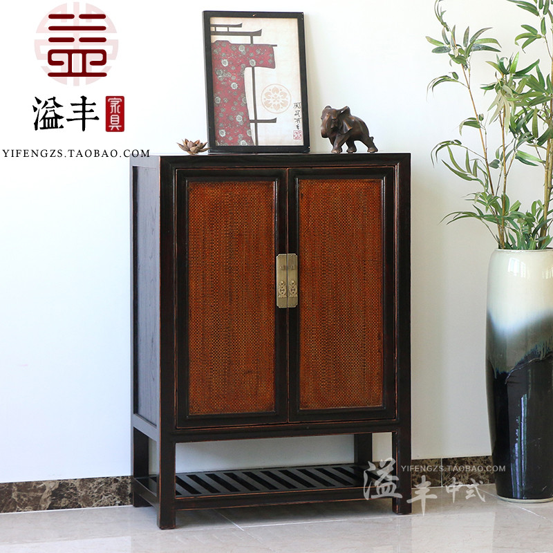 Novo estilo chinês armário de sapatos de madeira maciça porta do agregado familiar grande capacidade armário entrada mod