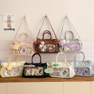 [Estoque pronto] ins cor sólida simples mochila feminina grande capacidade barra Chiguzi dor saco moda All-Match mochila