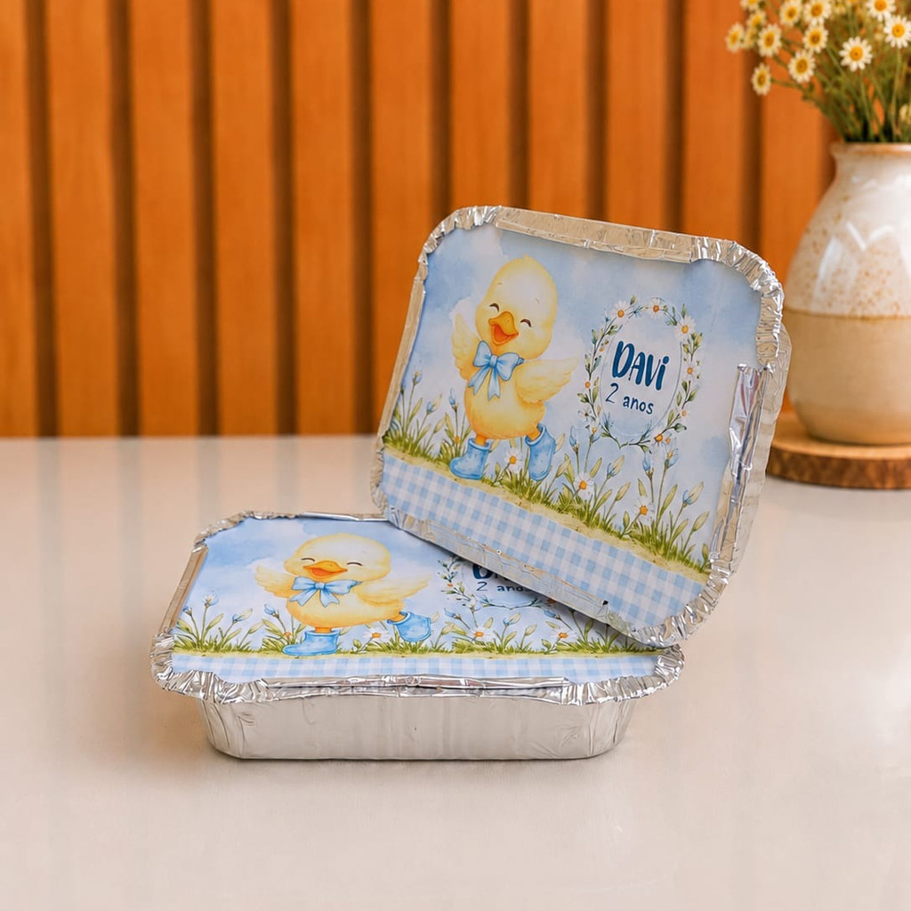 Marmita Personalizada Pato Aquarela / Marmitinha Lembrancinha de Festa Infantil Aniversário Patinho Azul